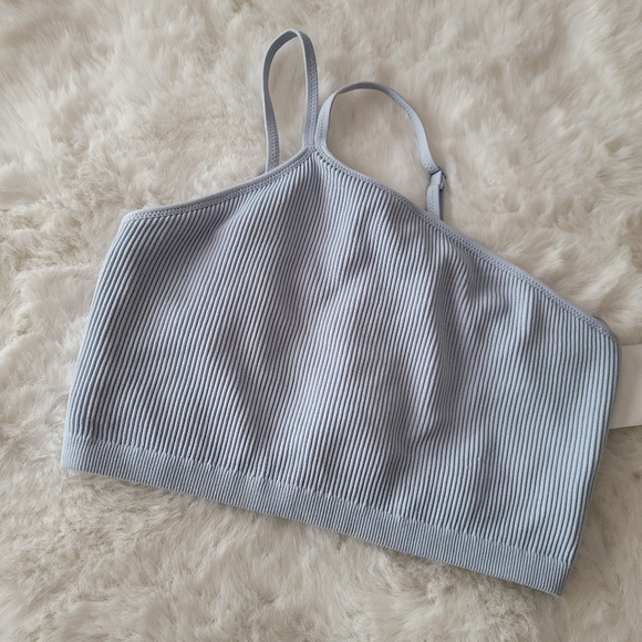 🩵AERIE SEAMLESS RIBBED ONE SHOULDER CROP TOP SIZE M - Picture 4 of 5